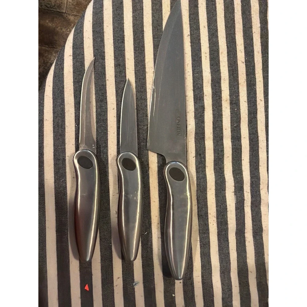 Oneida 3 Piece Stainless Steel Kitchen Knife Set Chef Paring Utility Silver